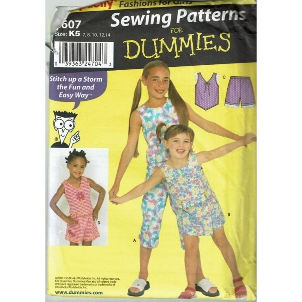 Simplicity Sewing Pattern 9607 Top Pants Skort Shorts Girls Size 7-14
